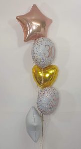 bunch of rose gold 30th birthday balloons - Tamworth