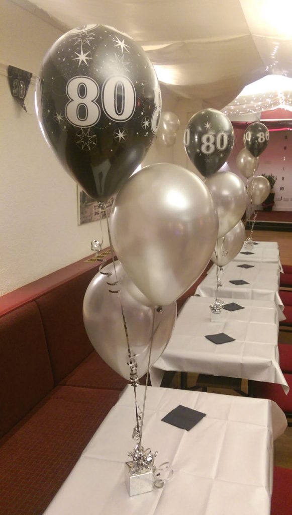 bunch of 3 80th birthday latex balloons tamworth