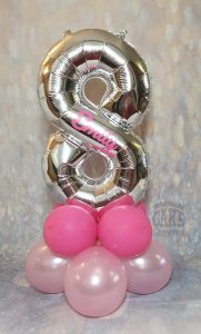 personalised childrens birthday balloon table display - Tamworth