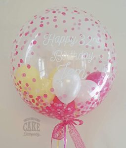 pink confetti yellow gumball bubble personalised balloon - Tamworth