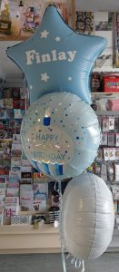 bunch of 3 first birthday balloons personalised - Tamworth