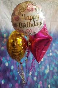pink and gold birthday balloons - Tamworth