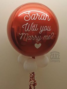 balloons valentines orb personalised Marry me - Tamworth