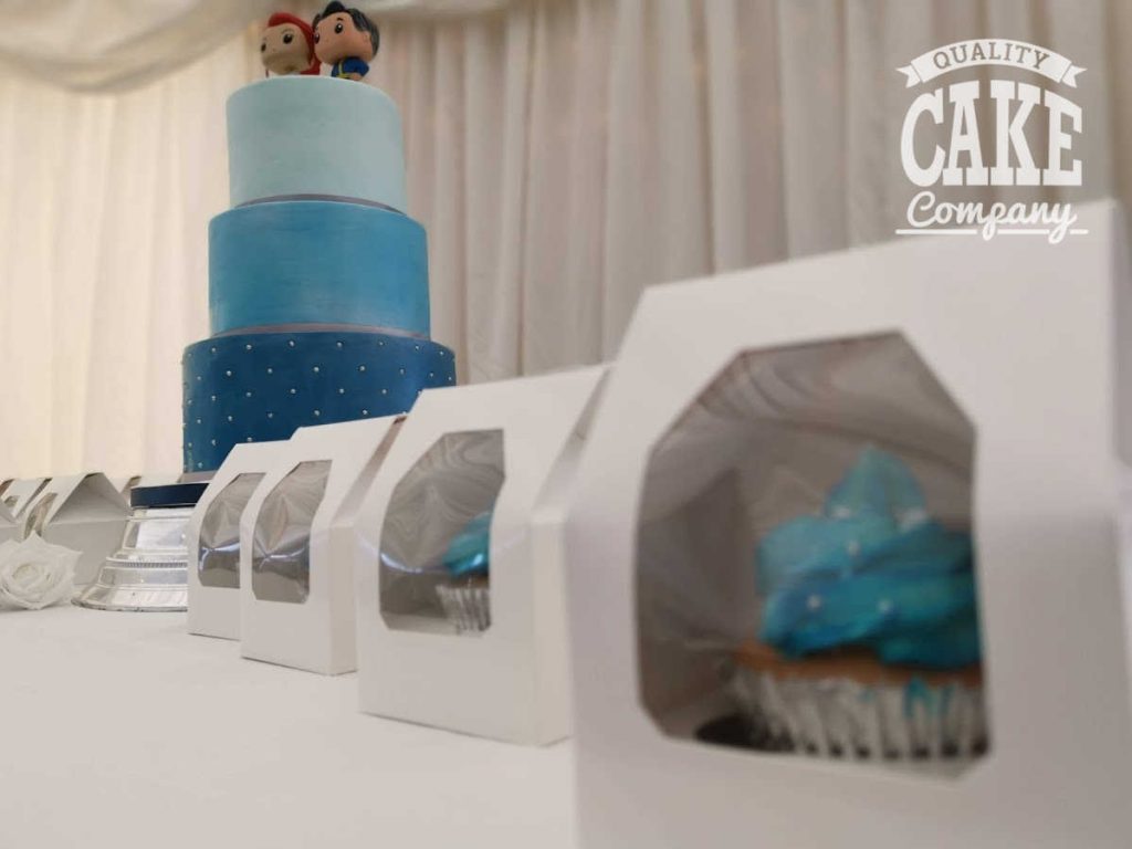 blue cupcakes with cake wedding favours boxed Tamworth West Midlands Staffordshire