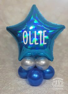 personalised blue star table balloon display - Tamworth