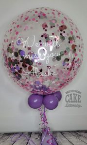 personalised leaving balloon pink and purple - Tamworth