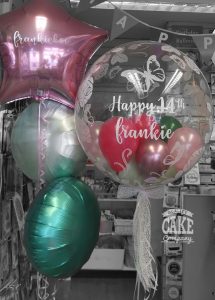 personalised bubble balloon with matching bunch of foil balloons - Tamworth