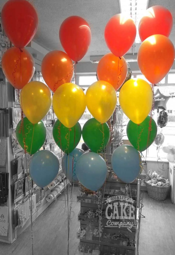 bunches of 5 rainbow bright latex balloons