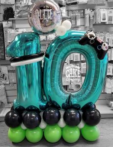 10th birthday children's gaming theme balloon display - Tamworth