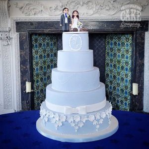 five tier wedgewood blue and white classic wedding cake short tiers clay topper Tamworth West Midlands Staffordshire