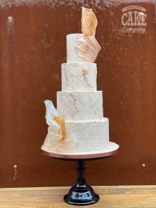 gold sail and concrete effect wedding cake four tier Tamworth West Midlands Staffordshire