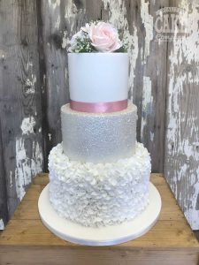 grey and pink simple ruffle calssic wedding Tamworth West Midlands Staffordshire