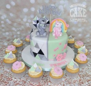 joint birthday cake bears unicorns - Tamworth