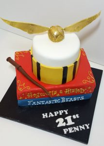 two tier harry potter theme book cake - Tamworth