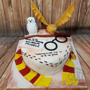 Harry potter scarf snitch theme cake - tamworth