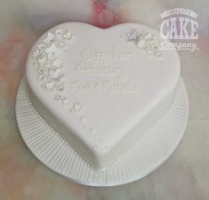 simple heart shape pearly anniversary cake - Tamworth