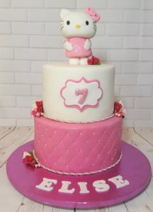 two tier quilted hello kitty children's birthday cake - tamworth