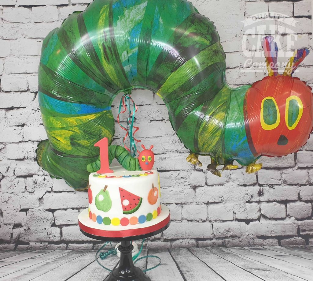 hungry caterpillar theme cake and balloon - Tamworth