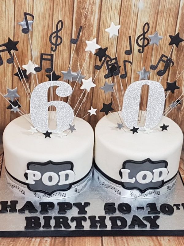 music theme joint 60th birthday cake - tamworth