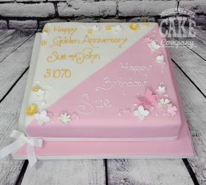 joint birthday anniversary floral cake - tamworth