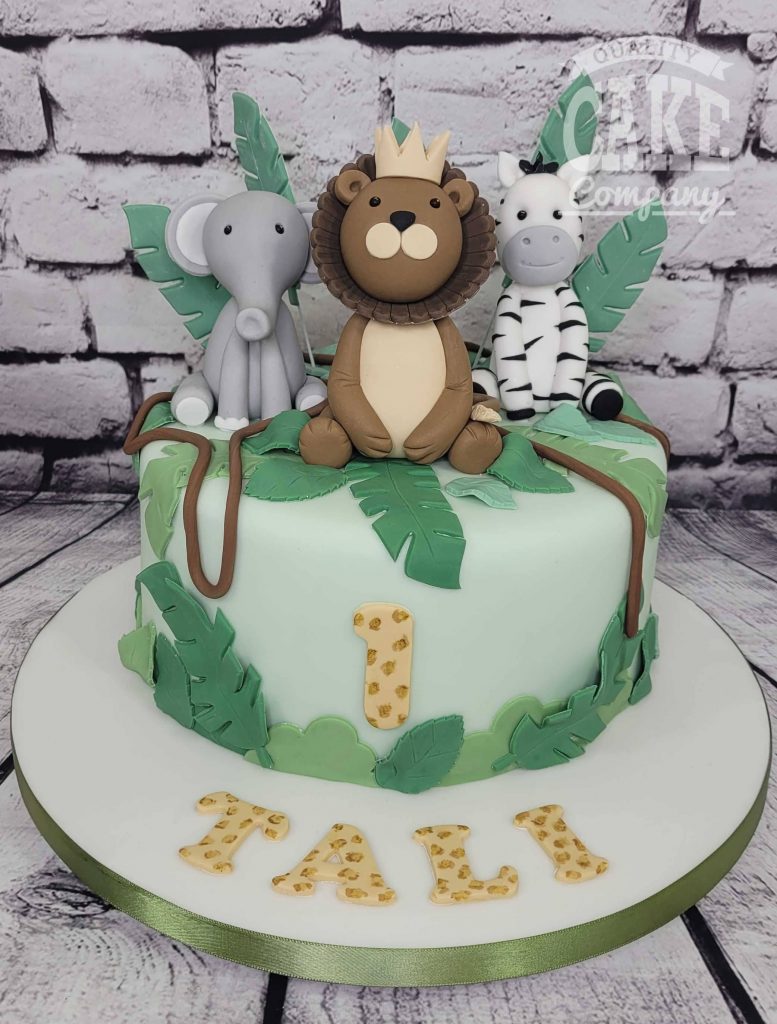 jungle animals first birthday cake - Tamworth