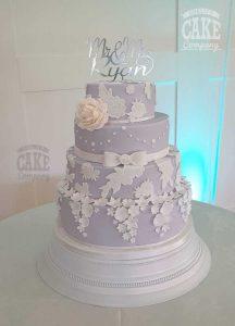 lilac and white flowers four tier short stack wedding cake Tamworth West Midlands Staffordshire