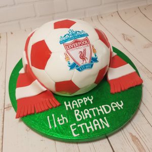 liverpool fc football shape birthday cake - tamworth
