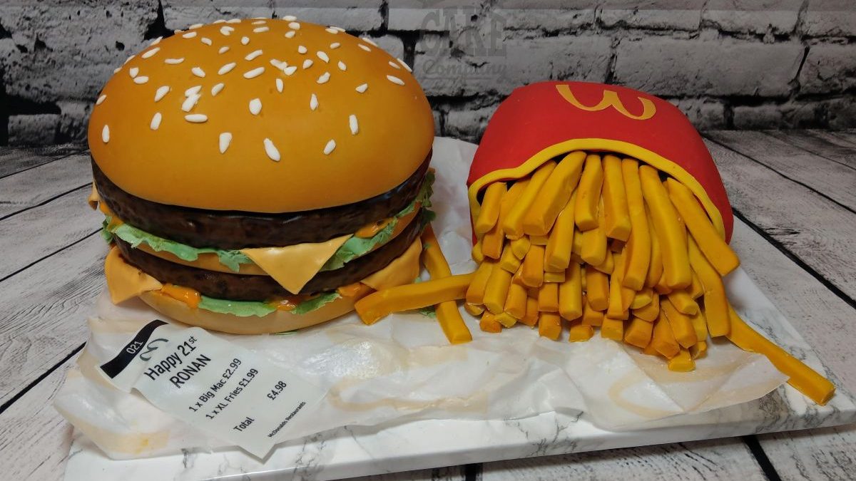 mcDonalds big mac and fries novelty cake - Tamworth
