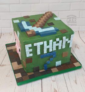 Minecraft block with sword cake - tamworth