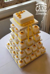 mini square individual cakes wedding sunflowers Tamworth West Midlands Staffordshire