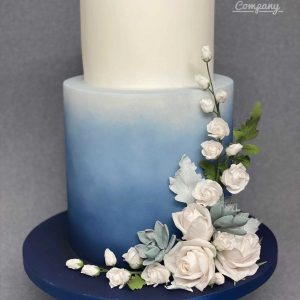 mismatched height wedding blue ombre wedding cake Tamworth West Midlands Staffordshire