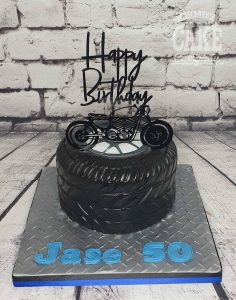 motorbike tyre novelty birthday cake - tamworth