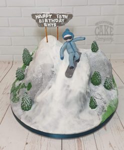 sculpted novelty mountain snowboard theme cake - Tamworth