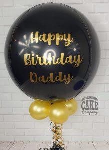 black and gold birthday balloon personalised - Tamworth