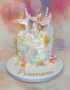 pastel mermaid buttercream theme cake - tamworth