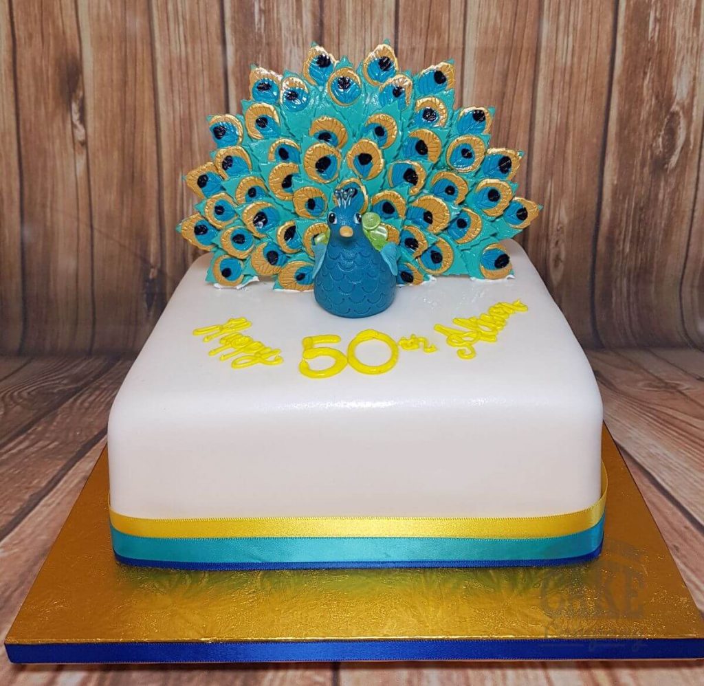 peacock theme cake - tamworth