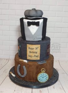 three-tier peaky blinders theme birthday cake - tamworth