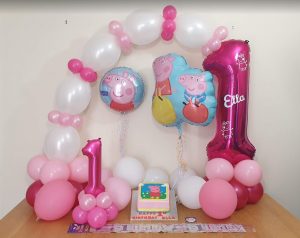kids peppa pig first birthday balloon arch display - Tamworth