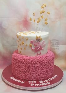 two tier Peppa pig theme ruffle fairy cake - tamworth