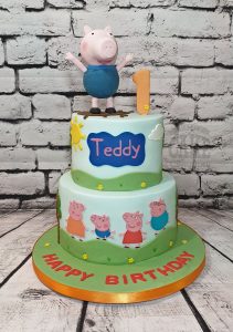 two tier Peppa pig theme cake - tamworth