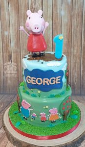 two tier Peppa pig theme cake - tamworth