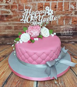 pink and grey quilted floral cake - Tamworth