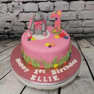 bright pink bunny 1st birthday cake - Tamworth