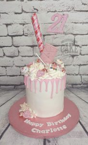 tall pink sweetie drip cake - tamworth