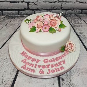 pink floral anniversary cake - tamworth