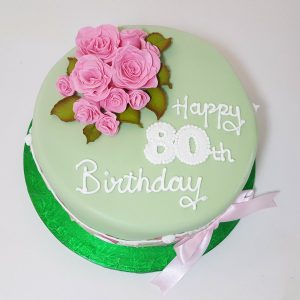 green and pink 80th birthday cake - tamworth
