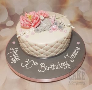 pink and grey floral quilted cake - Tamworth
