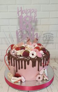 large pink chocolate drip cake - Tamworth
