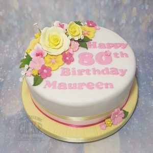 pink and yellow floral cake - Tamworth