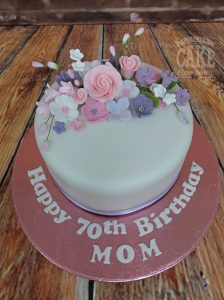 pink lilac floral 70th birthday cake - tamworth